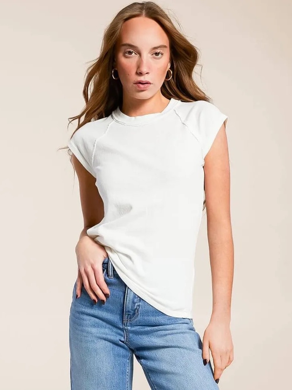 NWT Free People We The Free Riley Tee in Ivory